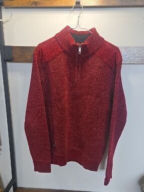 Point Zero Men's Maroon Half-Zip Knit Sweater